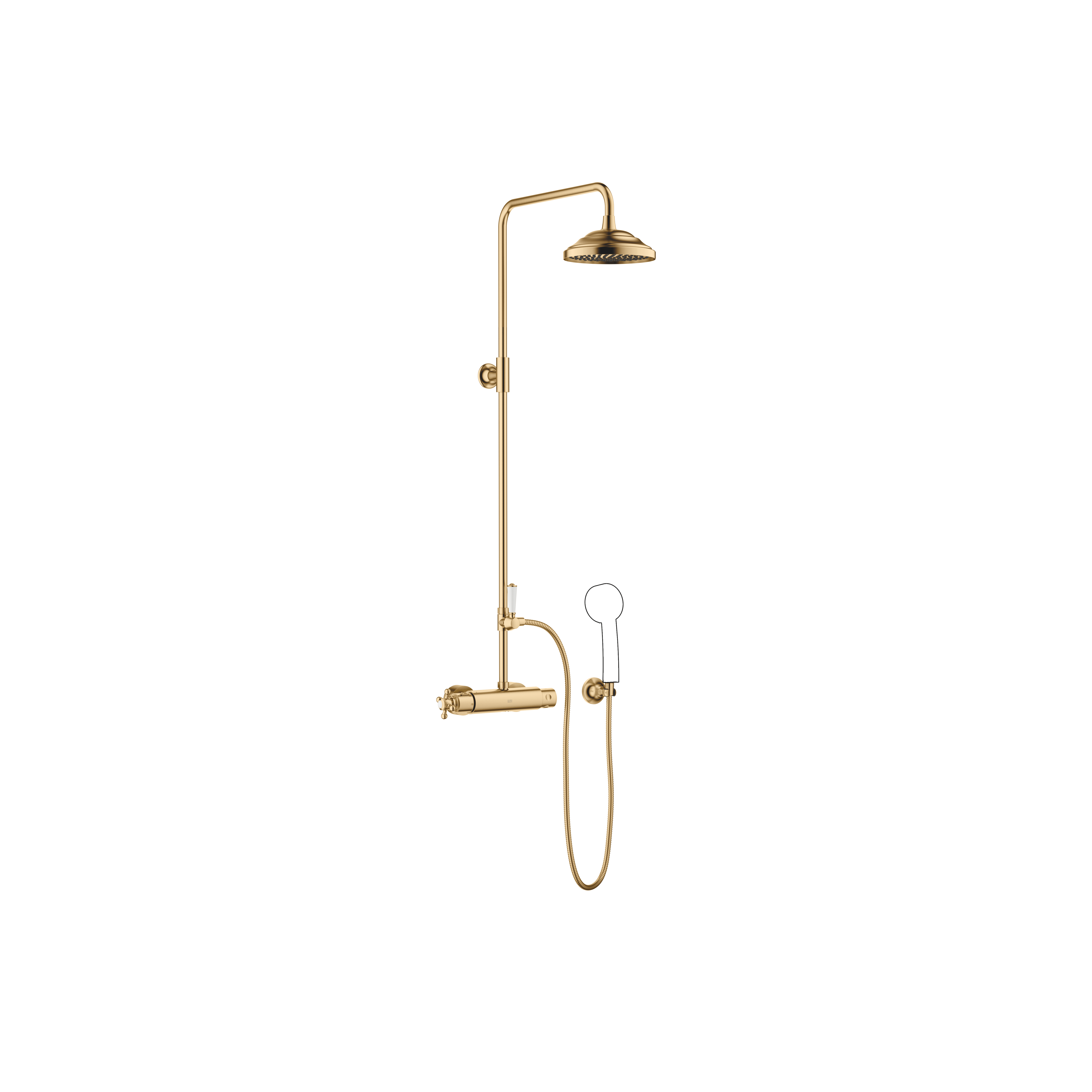 MADISON Showerpipe с термостатом для душа без ручного душа FlowReduce - Матовая дюрабрасс (23-каратное золото) DornBracht 34458360-28