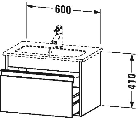 KT642205252 Тумбочка подвесная компакт Ketho #KT6422 600 x 385 мм Европейский дуб, декор Duravit - Вид №1