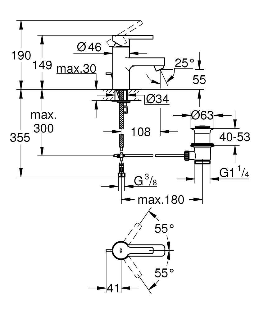 32114000 Смеситель для раковины Grohe Lineare хром - Вид №1