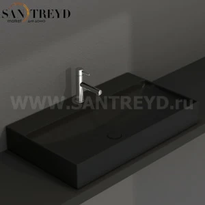 B6R81AR Подвесная раковина настенная прямоугольная Ceramica Globo T-EDGE черная