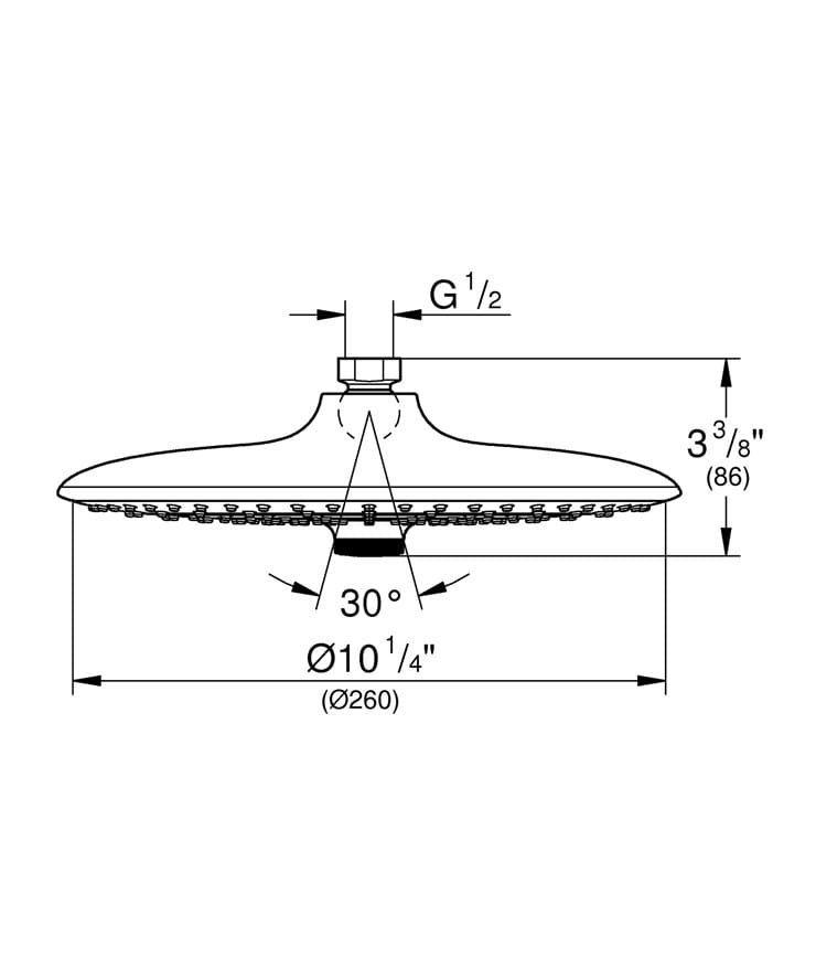 Потолочная душевая головка с 3 форсунками с системой защиты от накипи Grohe Euphoria ARCH-00048010 - Вид №2