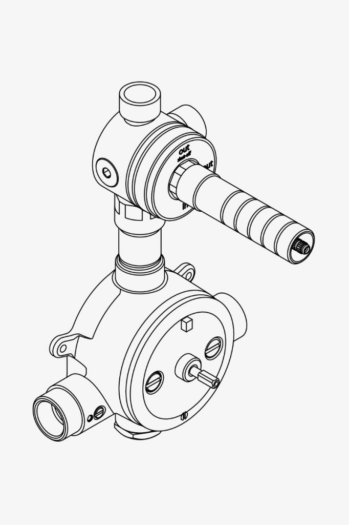 GUTH49 Универсальный термостатический клапан со встроенным двухходовым переключателем с запорным клапаном Waterworks Universal