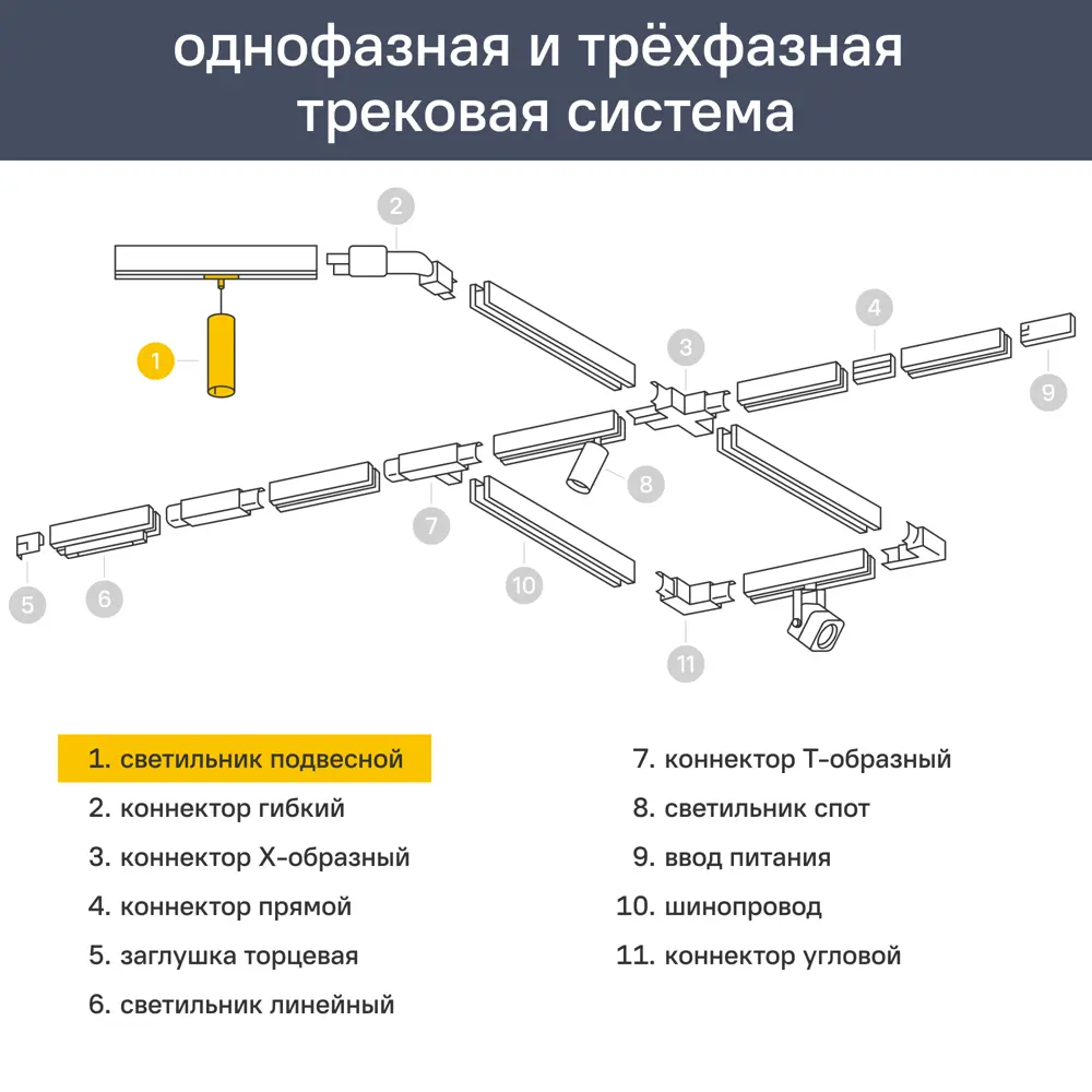 Трековый светильник подвесной светодиодный Arte Lamp Virgo 7 Вт 2 м² цвет черный 82807723 STLM-2140462  - Вид №1