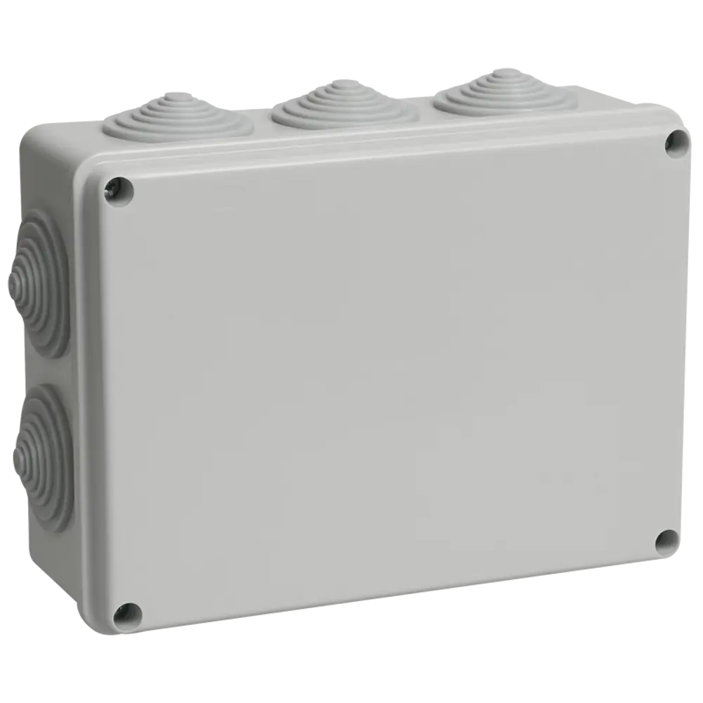 Распределительная коробка открытая IEK 190x140x70 мм 5 вводов IP55 цвет серый 82206468 STLM-2063610 