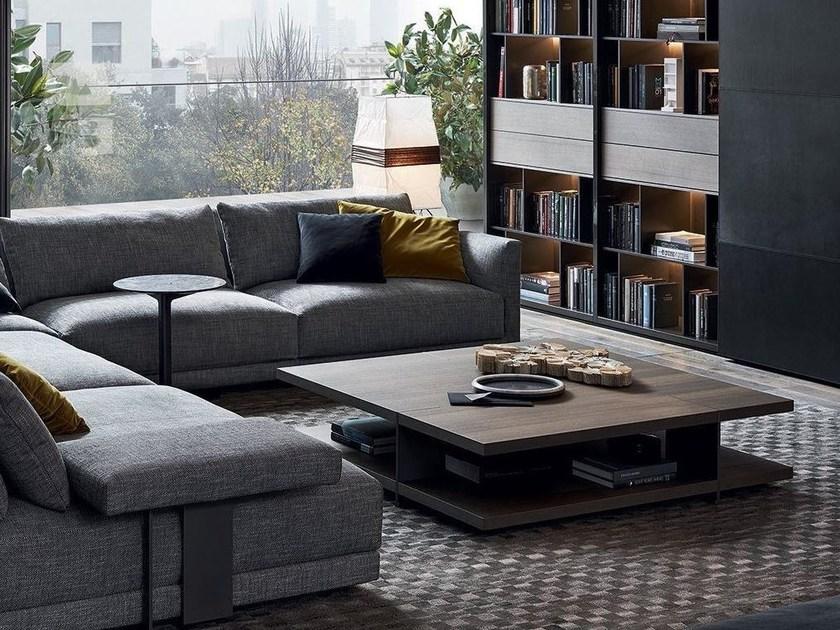 Poliform Низкий столик из фанерованной древесины с журнальной полкой Bristol sun-id-1484345 - Вид №1