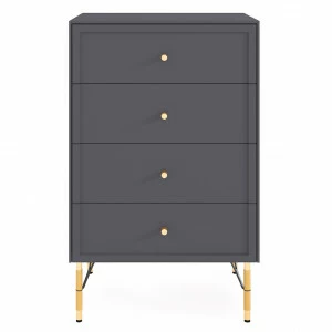 Комод с четырьмя ящиками и металлическими ножками темно-серый Moon BRAGIN DESIGN ДИЗАЙНЕРСКИЕ, MOON 00-3862433 Серый