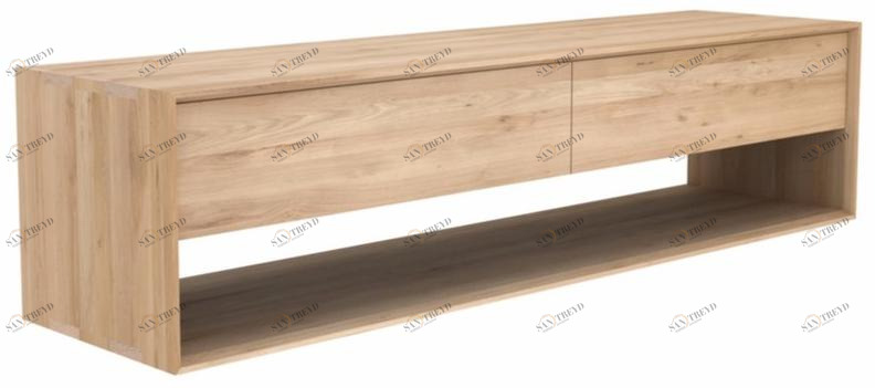 Ethnicraft Низкая тумба под тв из массива дерева Oak nordic 51440