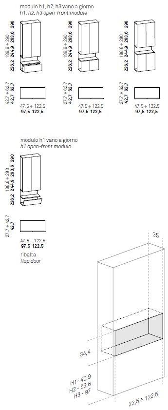Caccaro Гардероб с ящиками и открытыми отделениями Grid sun-id-1392617 - Вид №6