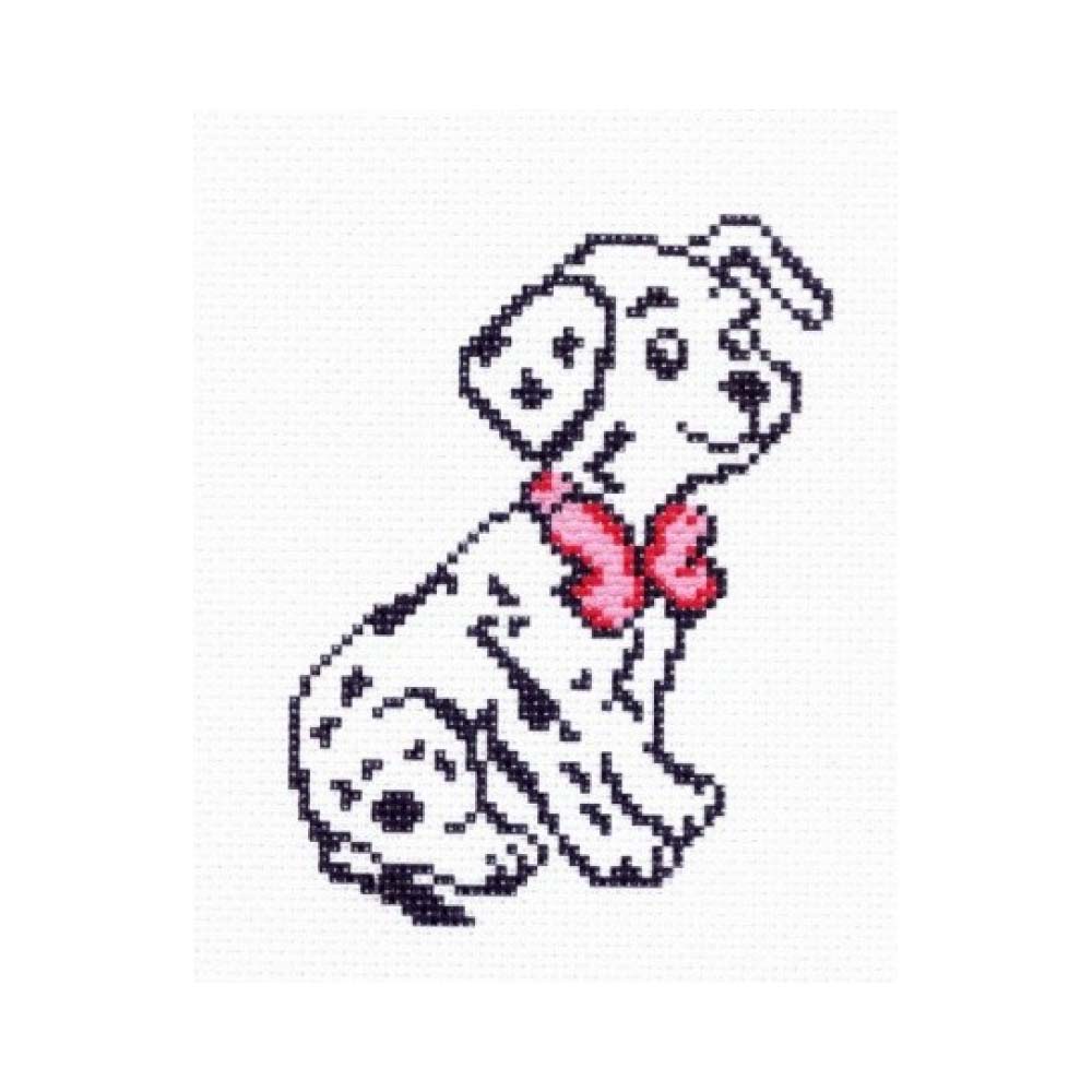 1298 Канва/ткань с рисунком Рисунок на канве 16 см х 20 см "Далматинец" Матренин посад 