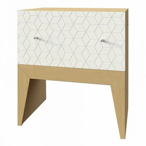 Тумбочка прикроватная с выдвижным ящиком с рисунком "Ромб" Still New BRAGIN DESIGN  256442 Белый