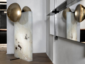 Светодиодный торшер с регулируемой яркостью из натурального камня и выдувного стекла