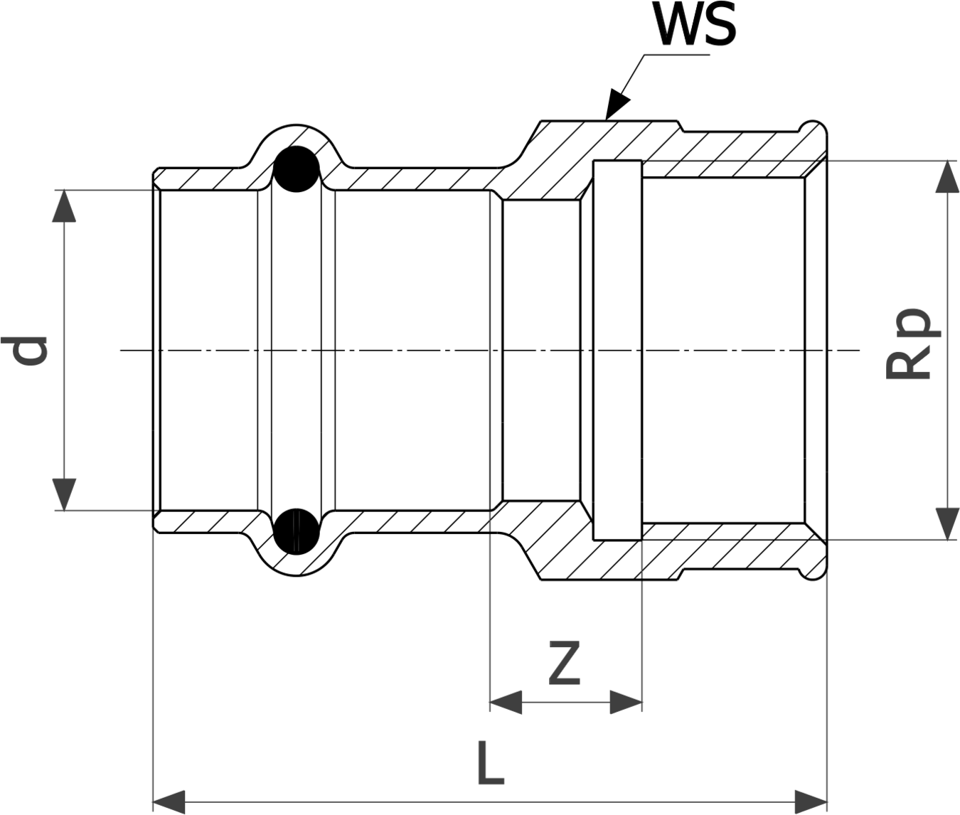 298 128 Модель 2212 Трубопроводные системы  Profipress  Переходники/​переходные угольники Santreyd  - Вид №3