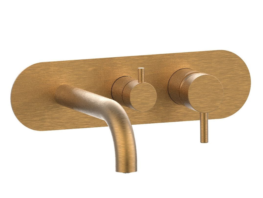 Настенный смеситель для ванны с 3 отверстиями с пластиной Rubinetterie Frattini отдельная эстетика ARCH-00025332