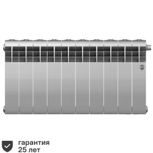 Радиатор секционный Royal Thermo Biliner RTBSSVR35010 350/87 10 секций нижнее правое подключение биметалл серый