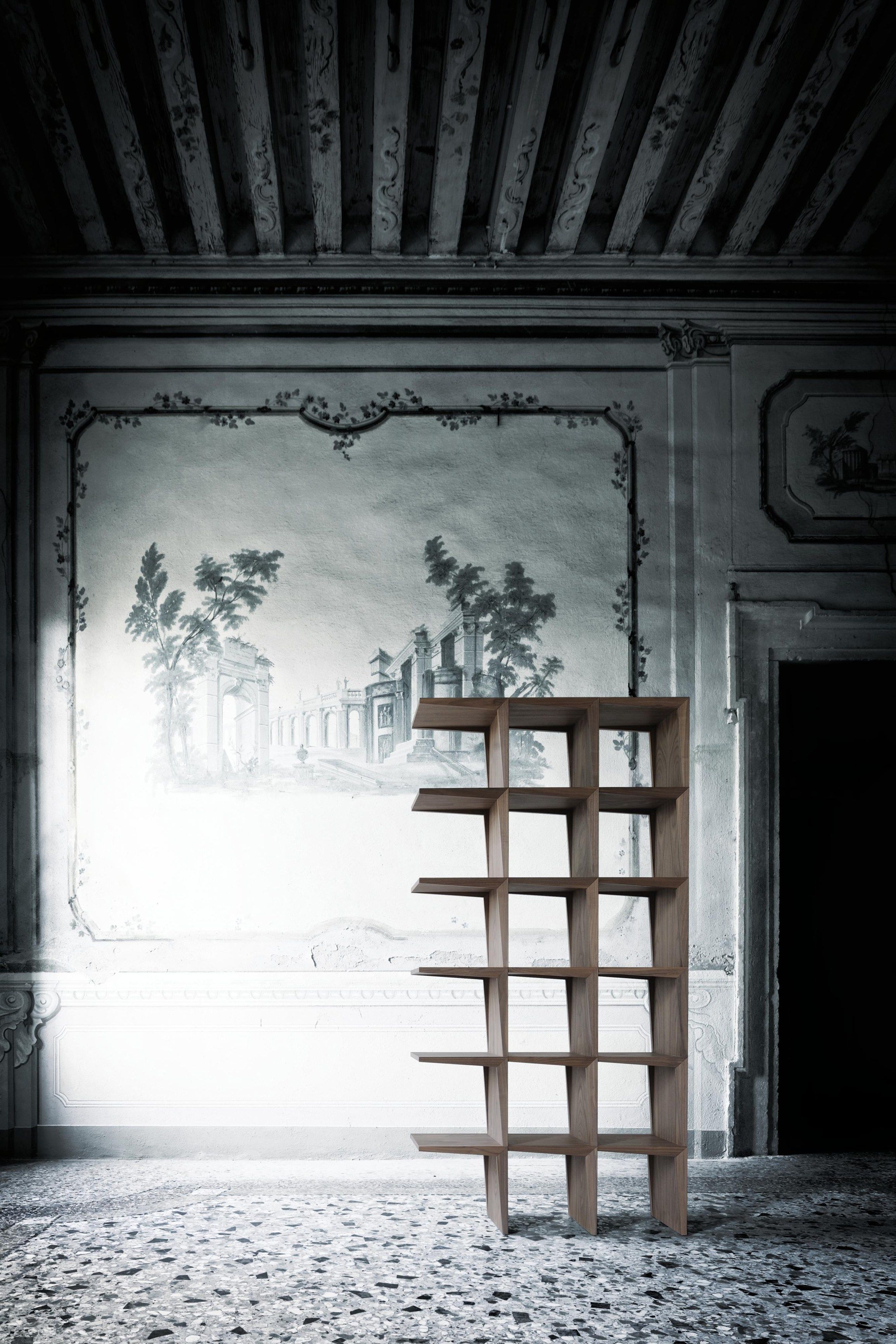 Книжный шкаф с двусторонним рисунком из ясеня Morelato KANT ARCH-00006430 - Вид №7