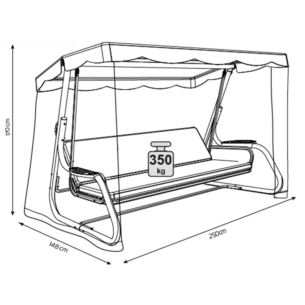 Качели садовые Greengard София 3-х местные до 350 кг зеленый STLM-2136191 - Вид №4