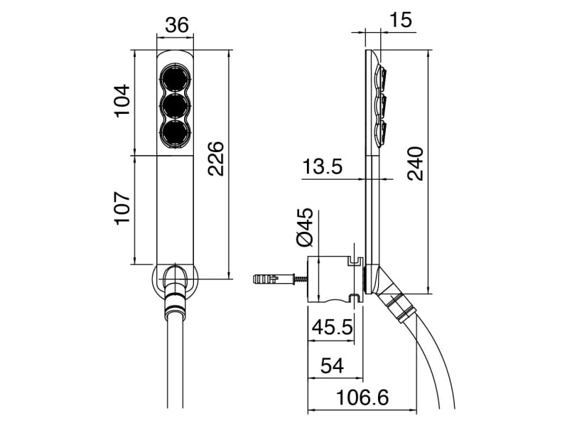 Настенный смеситель для ванны с 3 отверстиями и ручным душем Zazzeri Surf ARCH-00151706 - Вид №2