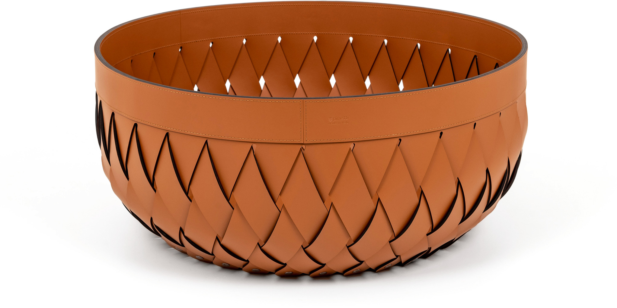 Большая корзина Canaria - Ø 60XH30 см / регенерированная кожа_персик