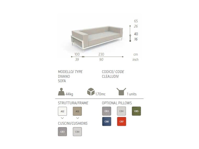 3-местный тканевый садовый диван Talenti CleoSoft-alu ARCH-00074480 - Вид №2