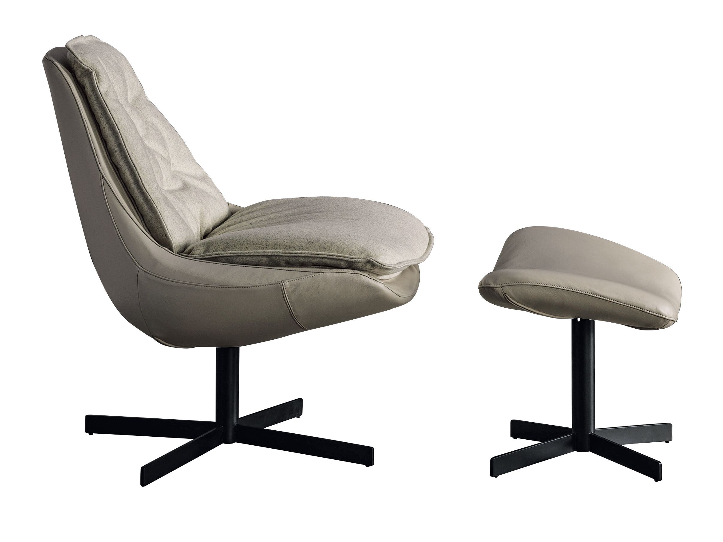 Съемное вращающееся кресло из кожи и ткани Bontempi Casa DAYA ARCH-00132372