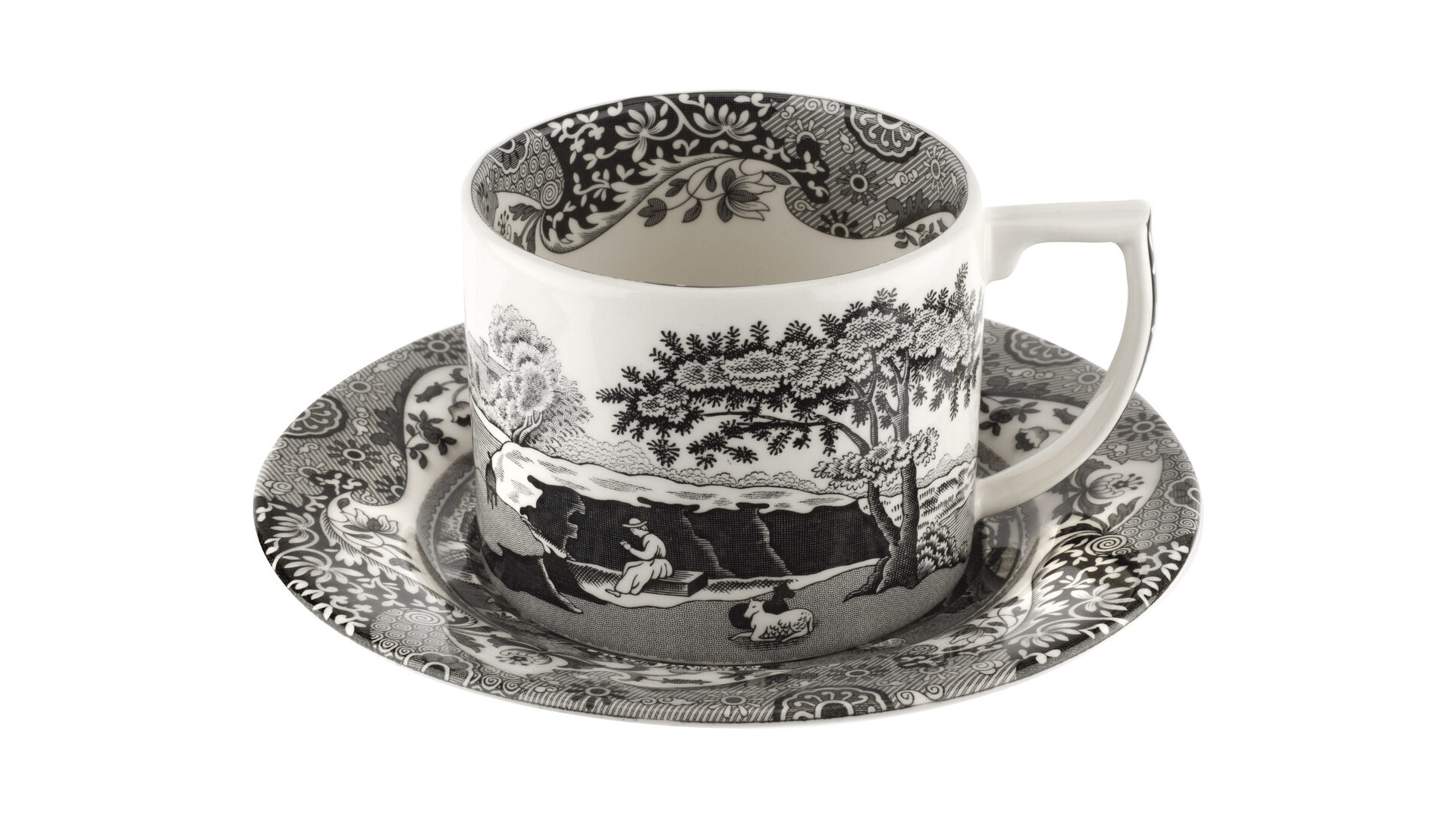 10655438 Spode Набор чашек чайных с блюдцами и чайными ложками Spode "Черная Италия" 280мл, 2шт (лимитированный вып Фаянс  - Вид №2