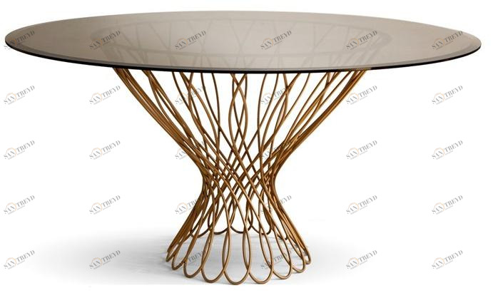 KOKET Круглый обеденный стол из железа и стекла sun-id-1373708