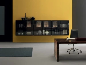 Martex Модульный офисный книжный шкаф из дерева и стекла