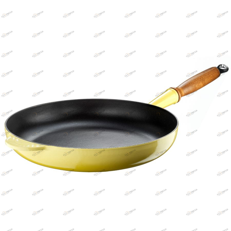 Сковорода чугунная Le Creuset с деревянной ручкой, Ø28 см, желтая 20058284030460