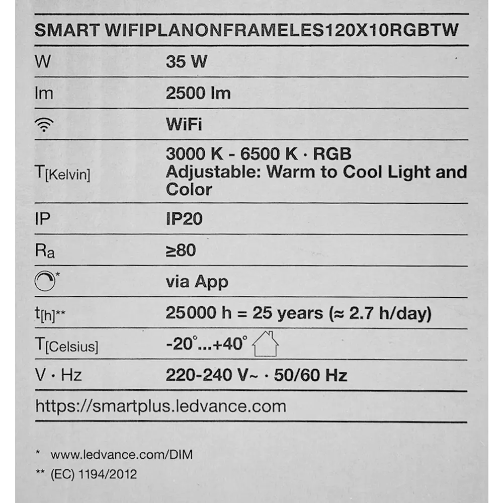 Безрамный накладной светильник WiFi 35 Вт IP20 RGBW, 120X10 мм, 2500 Лм LEDVANCE STLM-2017614 - Вид №11