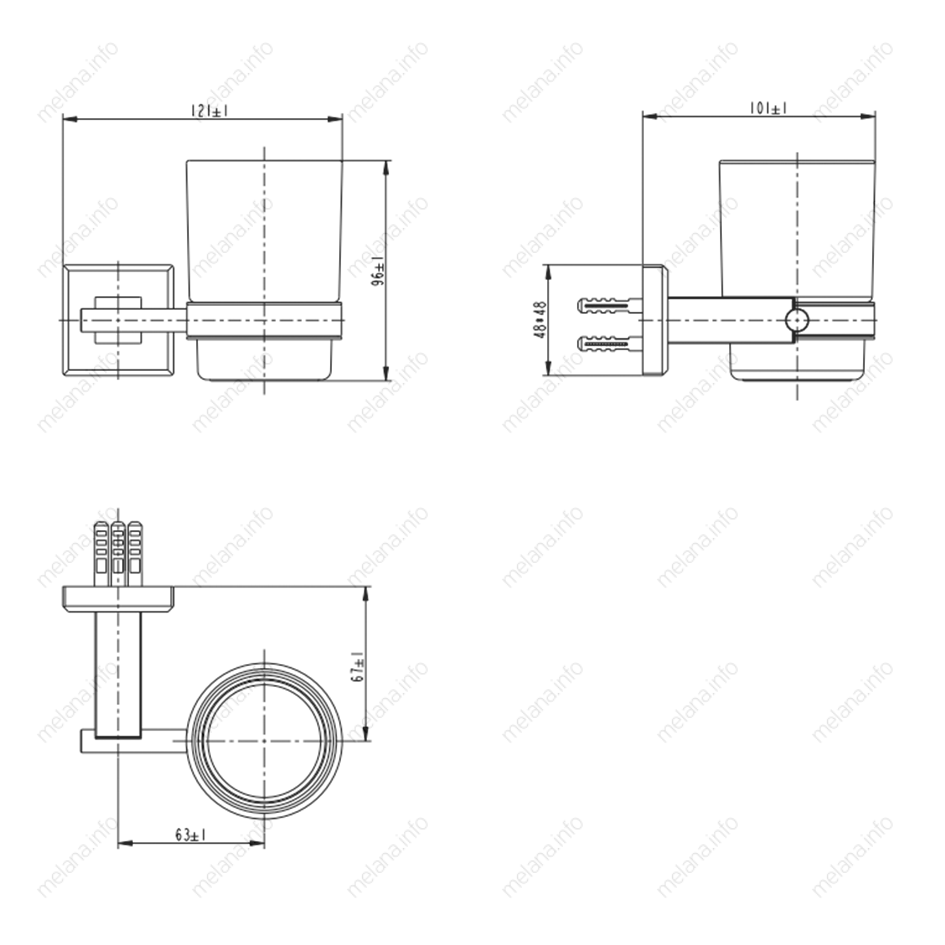 Стакан подвесной MELANA сатин хром MLN-862010 862 серия - Вид №1