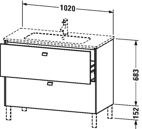 BR440304949 Тумбочка напольная Brioso #BR4403 1020 x 479 мм Графит матовый, декор Duravit - Вид №1