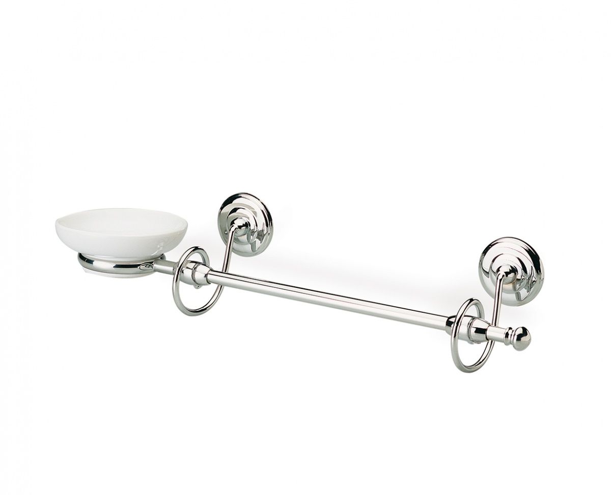 I69(08-BI) Stil Haus Idra, полотенцедержатель + керамическая мыльница, цвет хром - белая керамика 