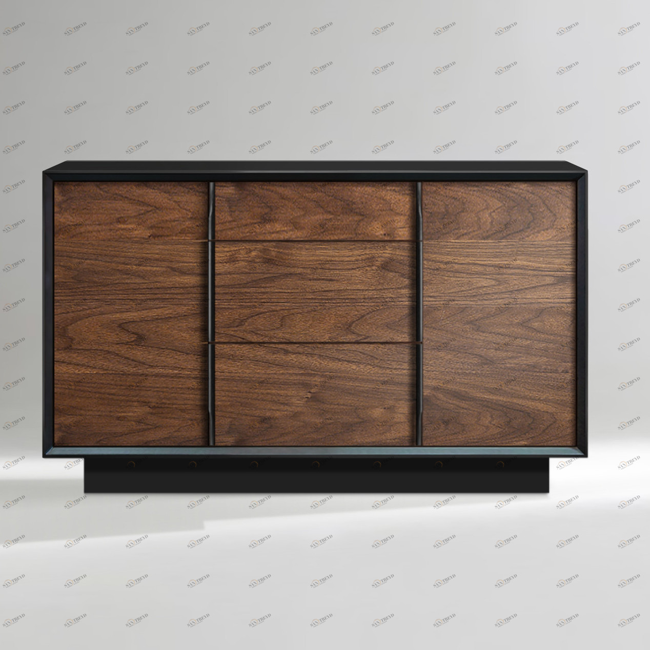 Тумба высокая с 2 дверцами американский орех Garon ACWD GARON 00-3981954 Коричневый;черный 