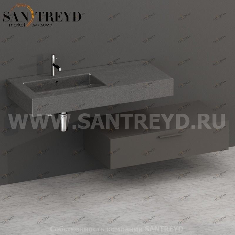 S10024AT2 Тумба с 1 ящиком 100 см серая Globo ARREDO WOOD Италия Ceramica Globo