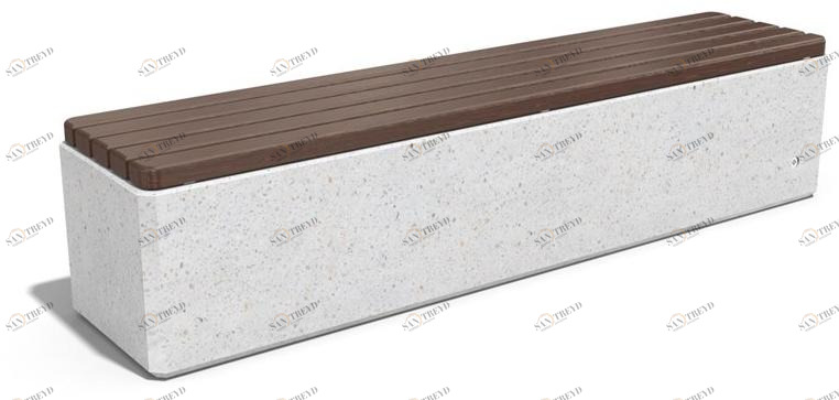 ENCHO ENCHEV - ETE Скамейка из бетона и дерева без спинки  183 