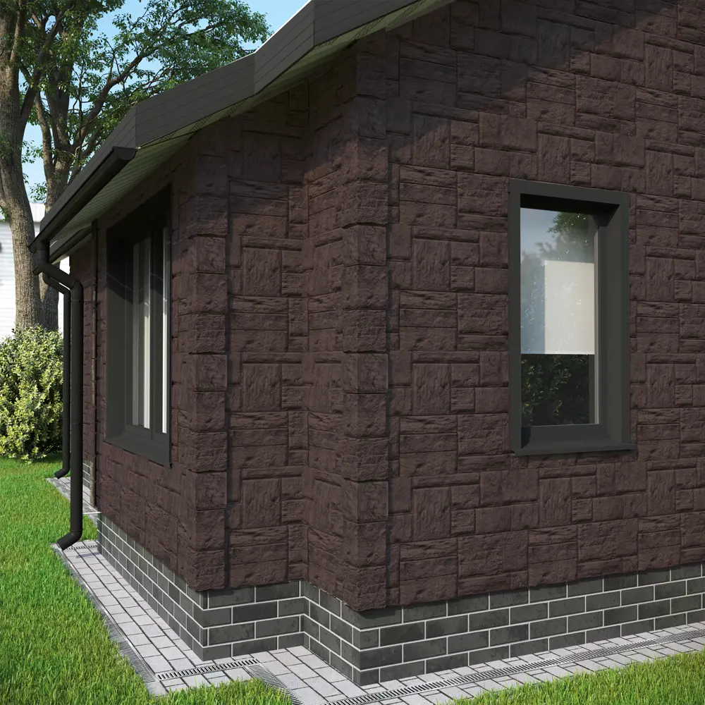 85637105 Угол наружный Фасайдинг Туф 3D-facture темно-коричневый STLM-1495863 FINEBER  - Вид №1