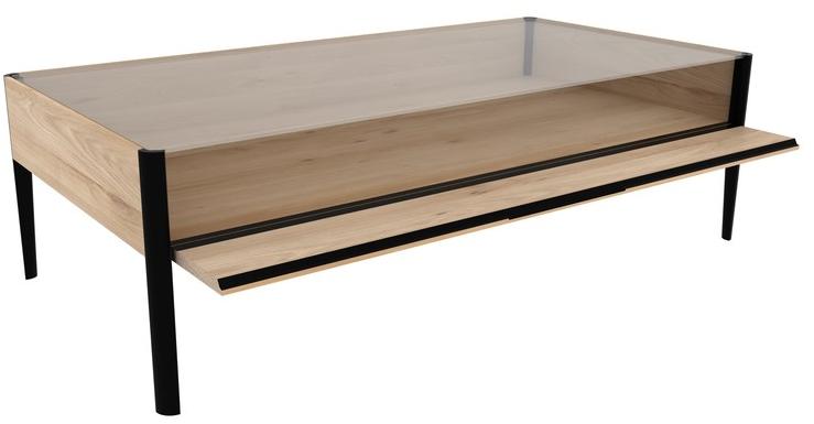 Ethnicraft Прямоугольный журнальный столик из дерева и стекла Oak window 051427 - Вид №1