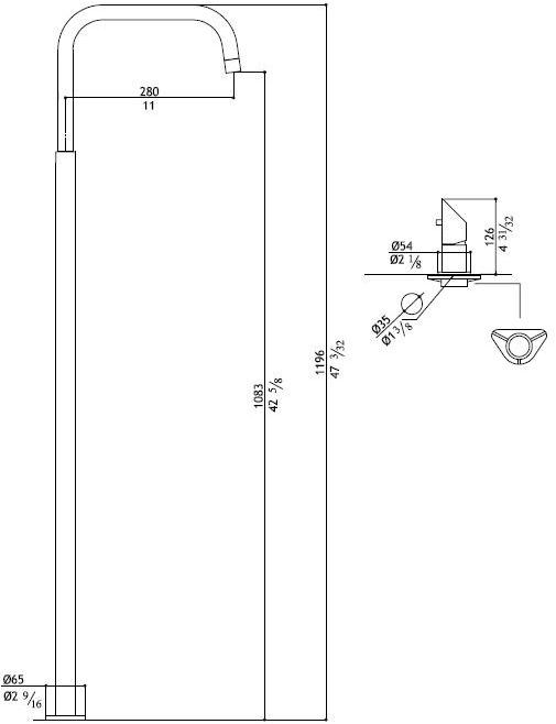 MGS Смеситель для раковины напольный однорычажный из нержавеющей стали Contemporary sun-id-1438400 - Вид №6