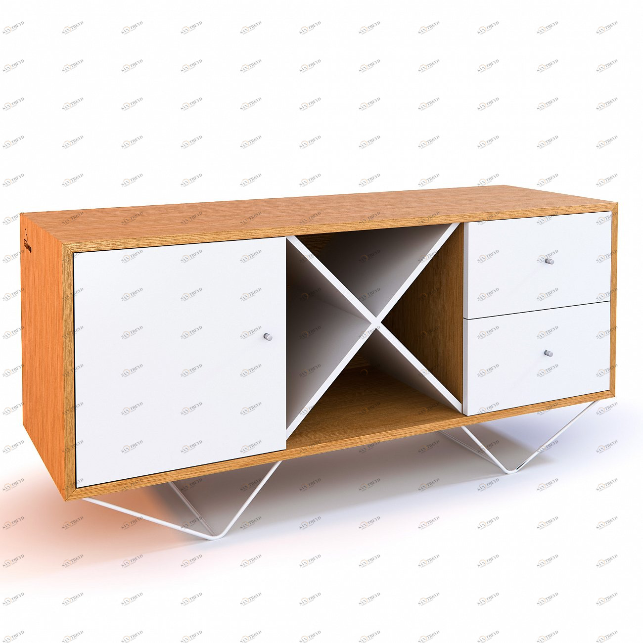 Комод деревянный с двумя ящиками белый Rhein BRAGIN DESIGN ДИЗАЙНЕРСКИЕ, KORSA 00-3862356 Бежевый;белый 