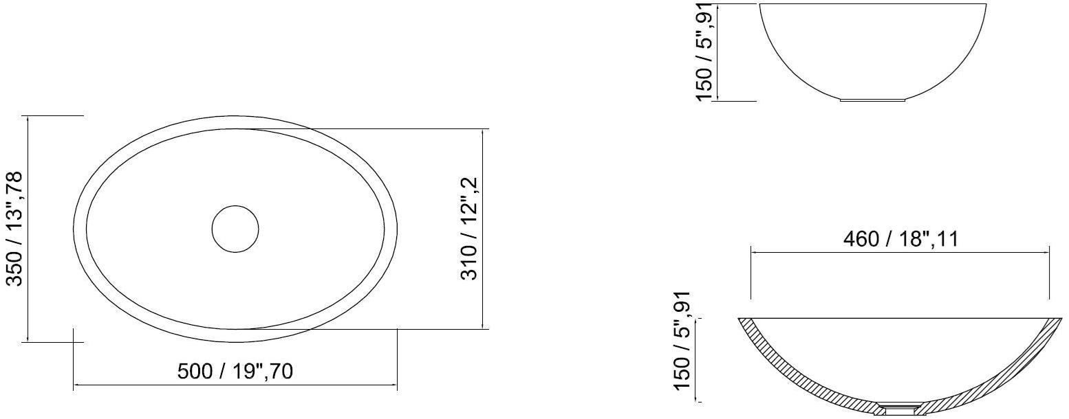 Prl 1-2 Накладная раковина на столешницу  овальная MOMA Design Pearl - Вид №2