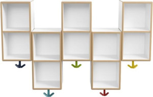 M20.03.007 Двойной модуль асимметричный, 5 мест с эластичными тройными крючками. HEWI Kids