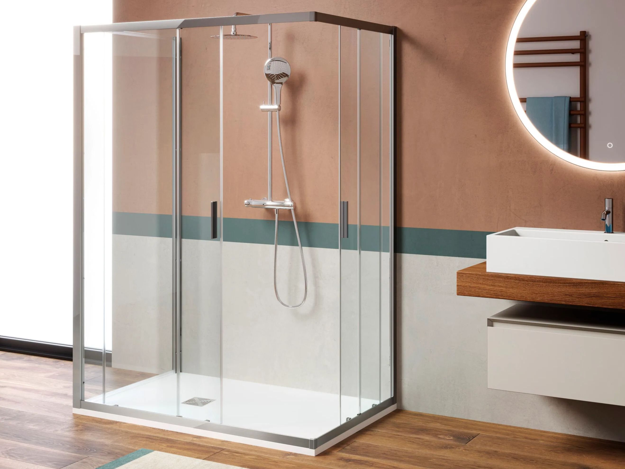 Алюминиевая и стеклянная душевая кабина с колонной TAMANACO EASYFLEX ARCH-00050466