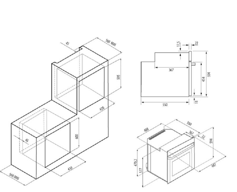 8161377 Электрический духовой шкаф KRONA Sonata 45 BL черный KRONA1 STDN-0095891 - Вид №9