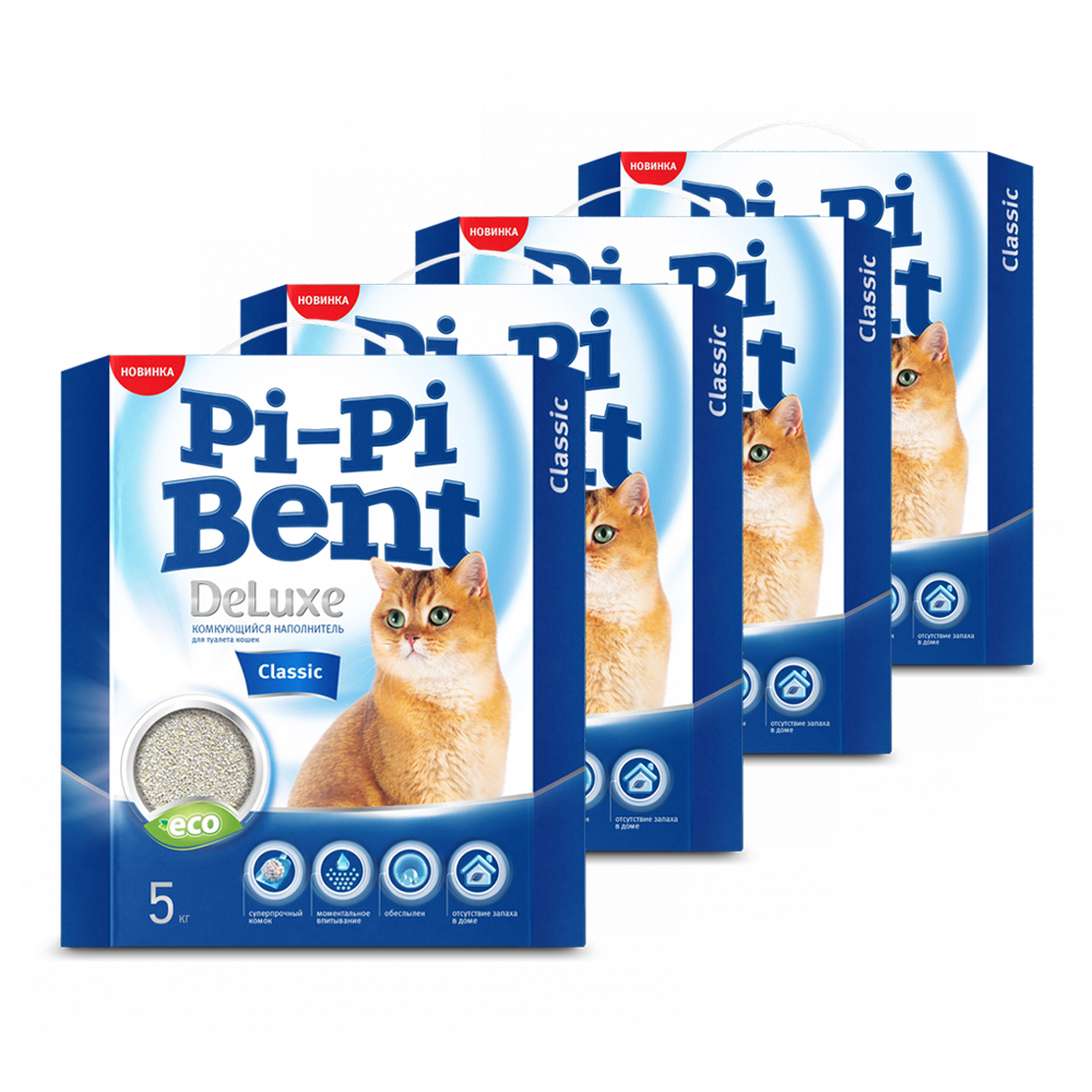 ПР0045580*4 Наполнитель для кошачьего туалета DeLuxe Classic 5кг (упаковка - 4 шт) PI-PI BENT 