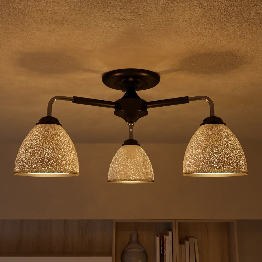 Люстра Inspire Poitiers с текстурными стеклянными плафонами, 3 лампы 85113380 STLM-0058957 - Вид №1