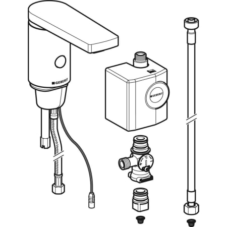 116.366.21.1 Смеситель для раковины Geberit тип 186, питание от генератора Geberit  - Вид №1