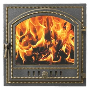 Дверка каминная Везувий 205 со стеклом (бронза)