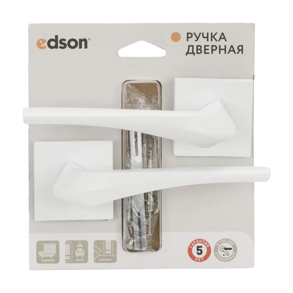 Дверная ручка на розетке Edson EDS-16-Q2 без запирания цвет белый STLM-2112849 - Вид №2
