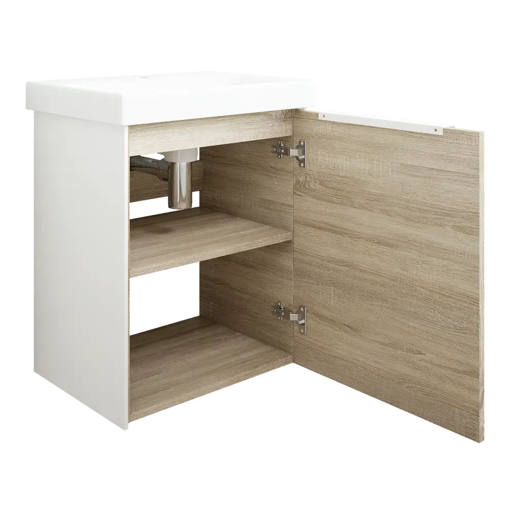 Тумба подвесная под раковину Sanflor Барселона 50 цвет дуб белый сонома STLM-2182652 - Вид №2