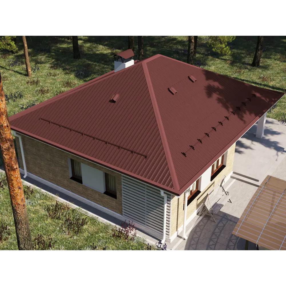 Профнастил С20 0.45 мм 1150x2000 м RAL 3005 вишня 82625515 STLM-2006709 Santreyd  - Вид №3